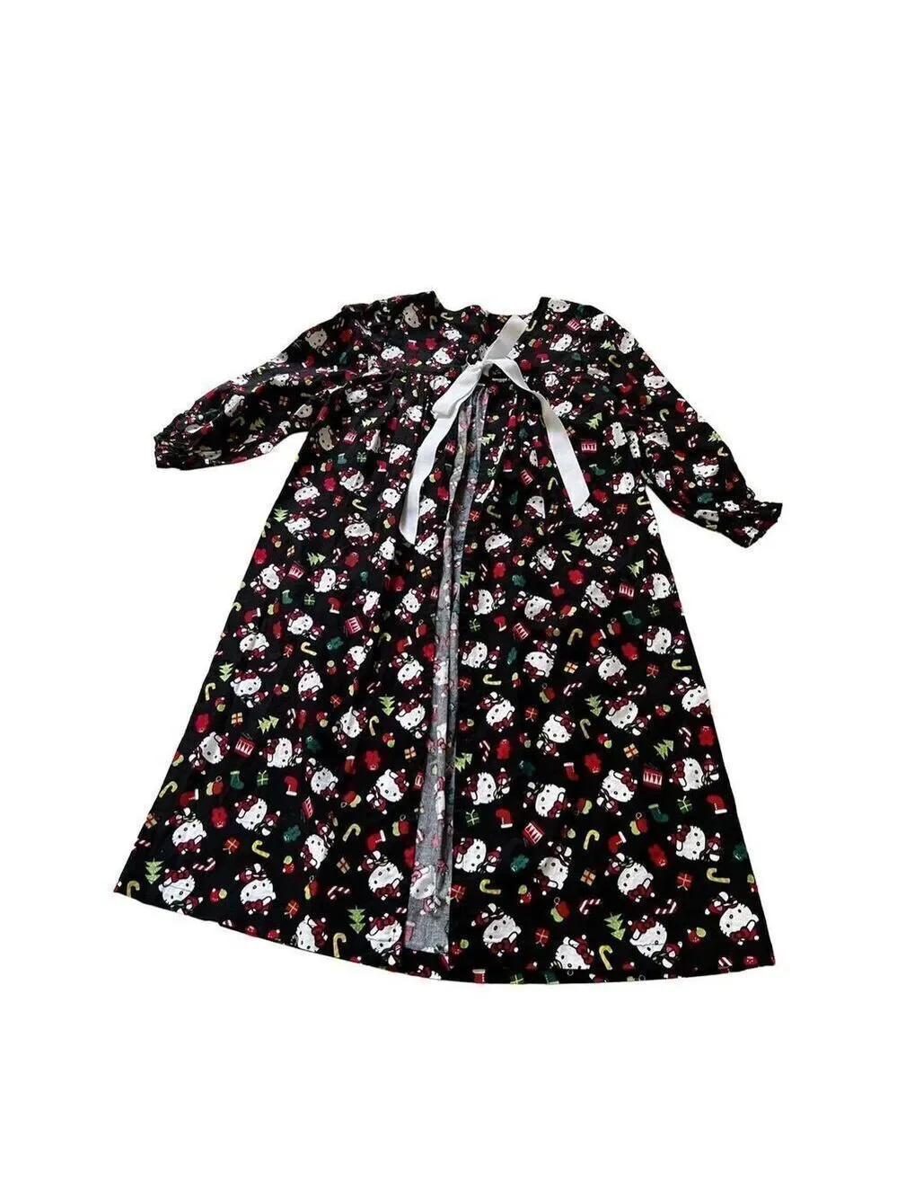 HELLO KITTY Christmas Kids fabric Open Robe Pajama size 7-8
